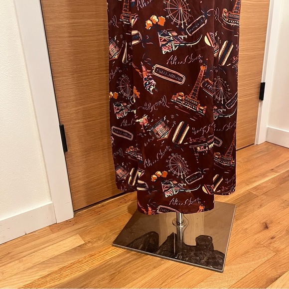 Elegant ALEXA CHUNG 
Printed dress | Burgundy| Patterned Dress | size 10 - Picture 9 of 15